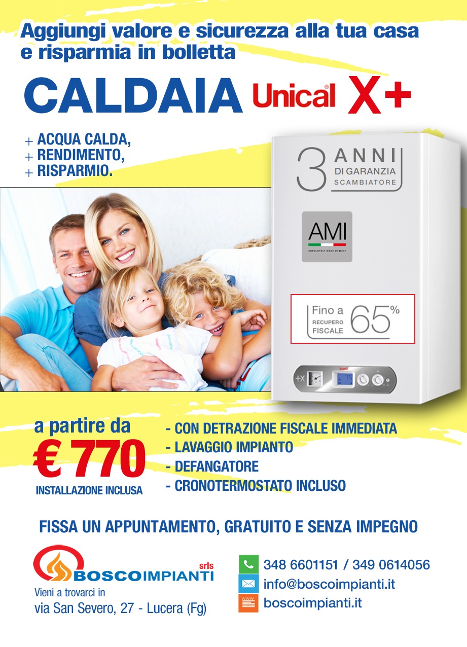 Offerta Caldaia Unical X+ a partire da 770 euro inclusa installazione